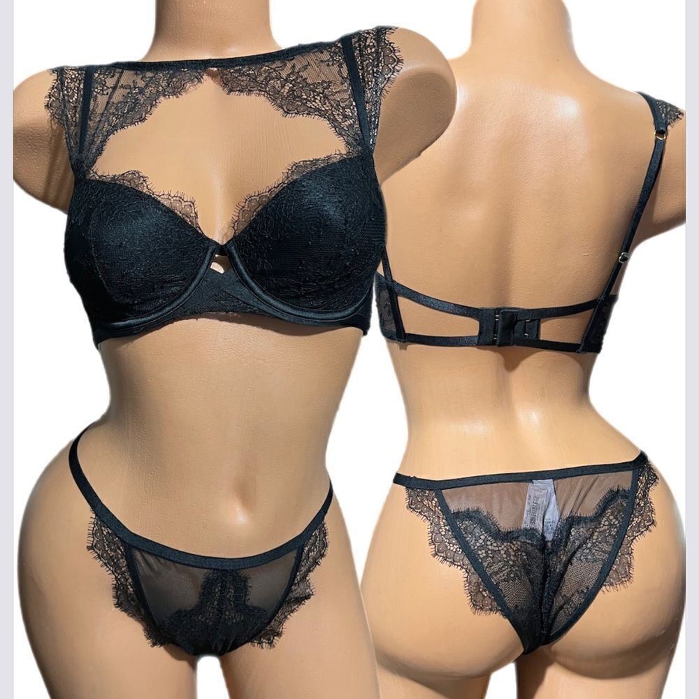 Victoria’s Secret Very Sexy High Neck Lace Lined Demi bra & Itsy Mini panty